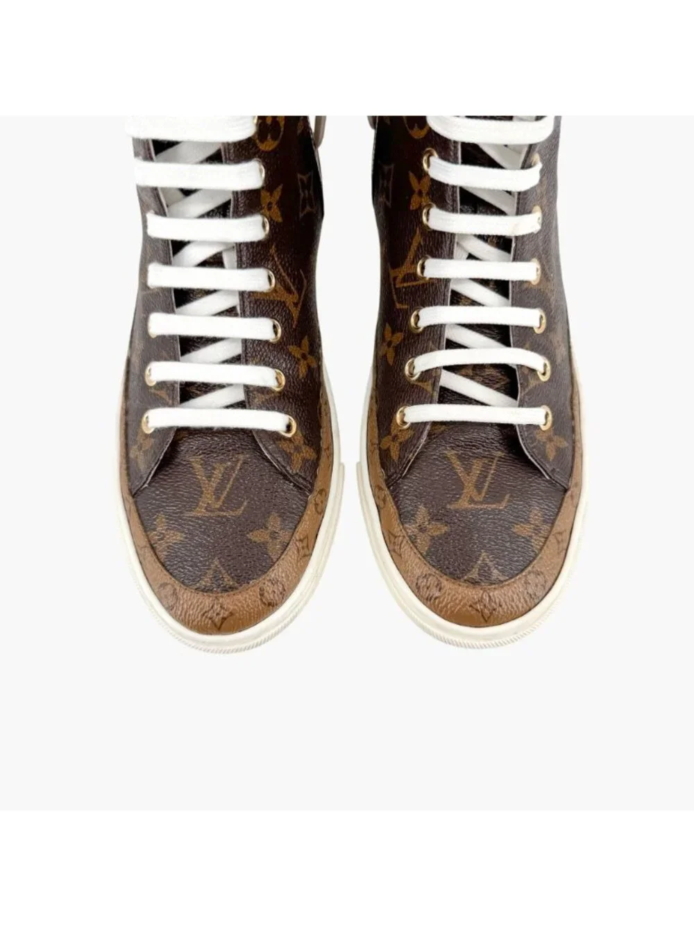 Louis Vuitton Stellar High Top Sneaker Boots Size 36.5 US 6.5 Brown LV Monogram